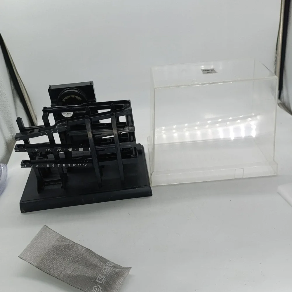 Can You Imagine Time Machine Kinetic Marble Clock Black with Dust Cover READ